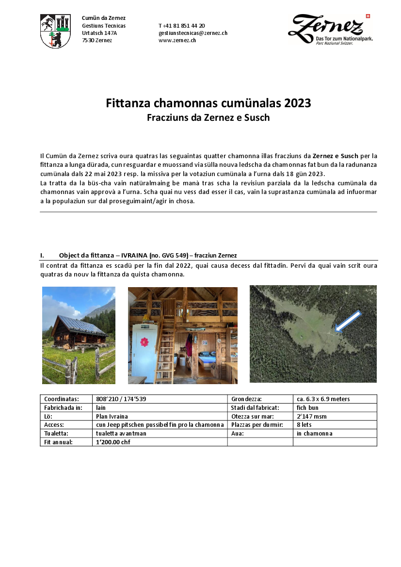 Fittanza chamonnas cumünalas 2023