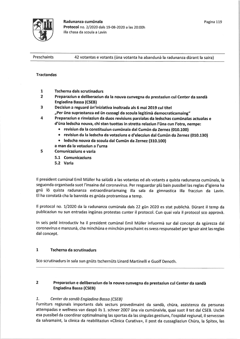 Protocol radunanza cumünala 02-2020 dals 19-08-2020