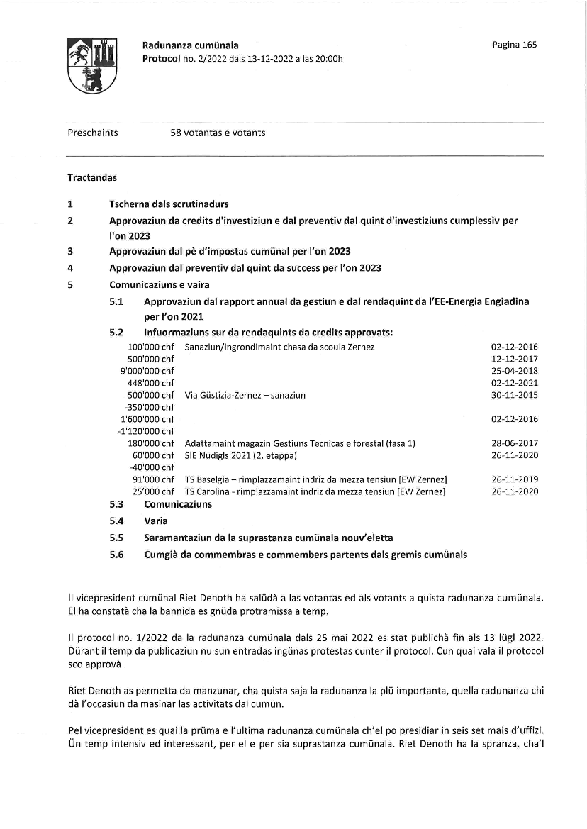 Protocol radunanza cumünala 02-2022 dals 13-12-2022