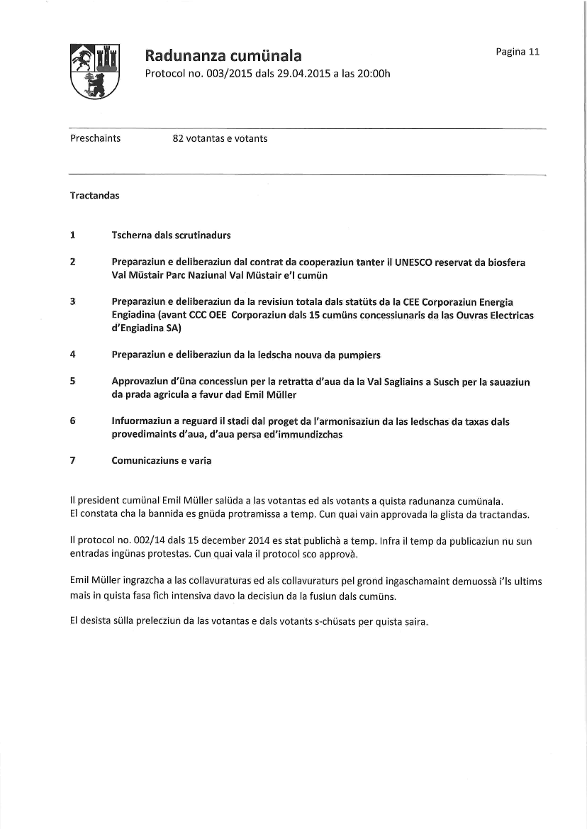 Protocol radunanza cumünala 03-2015 dals 29-04-2015