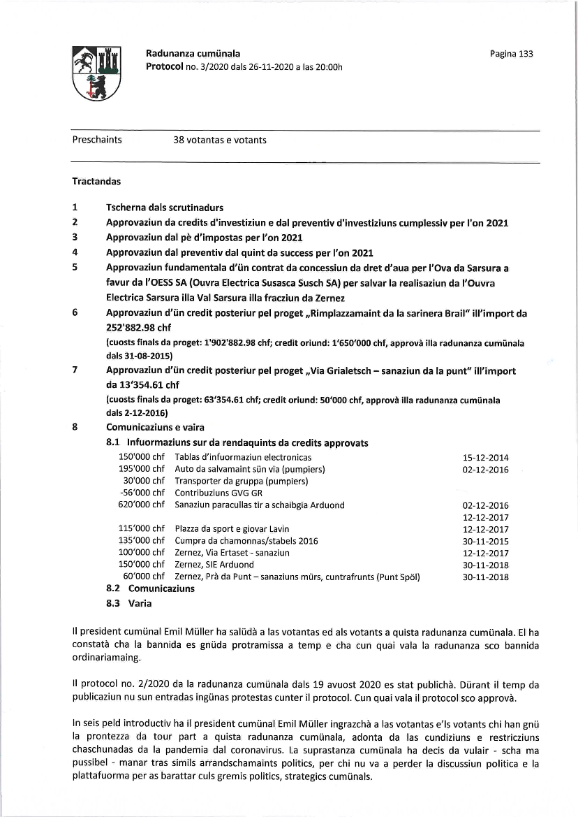 Protocol radunanza cumünala 03-2020 dals 26-11-2020