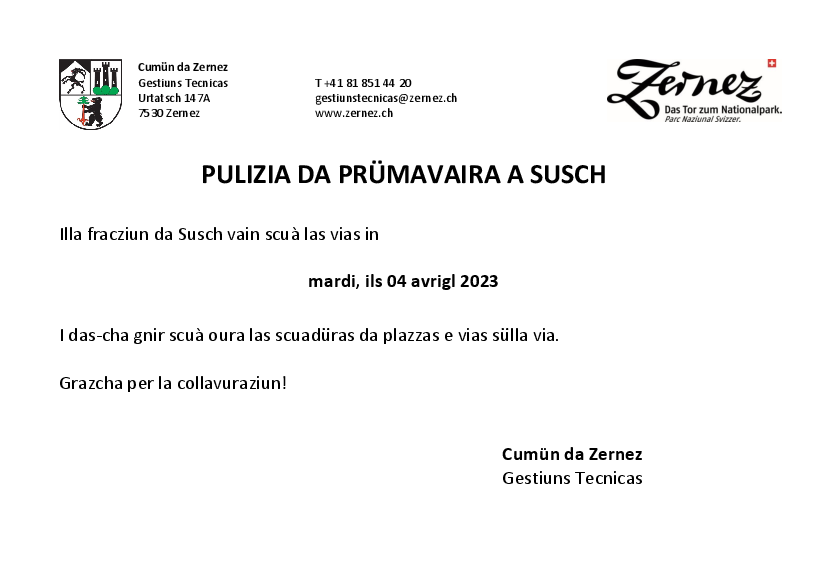 Pulizia vias Susch 2023 